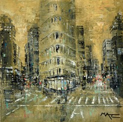 On 5th and 23rd NYC by Mark Curryer - Original Mixed Media on Board sized 24x24 inches. Available from Whitewall Galleries